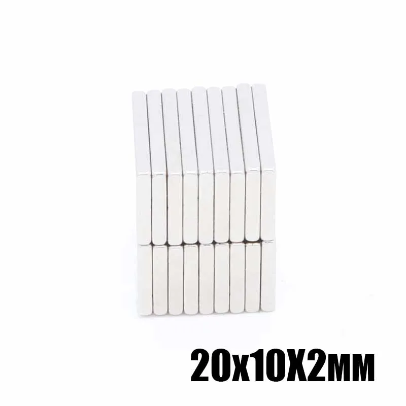 100pcs 20x10x2 mm Strong Block Cuboid Fridge Magnets Rare Earth Neodymium Bulk Sheet Mini Small Disc Magnetic Materials Home |