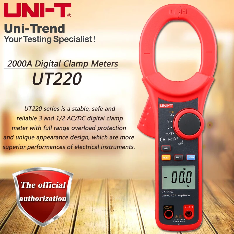 

Цифровой токоизмеритель-зажим UNI-T UT220 AC 2000A, амперметр с ЖК-дисплеем
