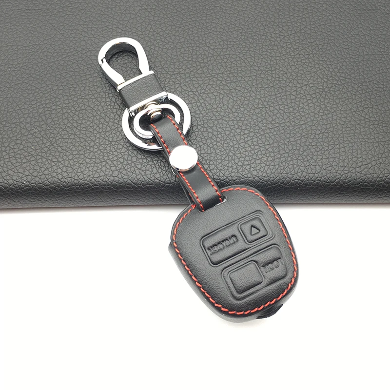 

2 Buttons Leather Remote Car Key Cover Case For TOYOTA CAMRY RAV4 PRADO COROLLA AVENSIS LAND CRUISER Yaris Protective Shell