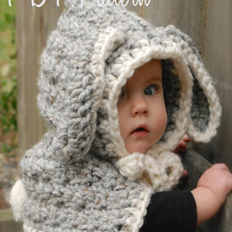 DreamShining Зимние Детские Шапки и Уха Кролика Шаль Дети Шерсть Вязаный Шляпы Девочки