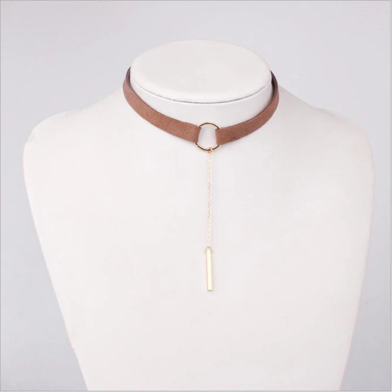 Мода Панк Готический Velvet Choker Ожерелья Длинная Цепь Газа Подвеска Длинное