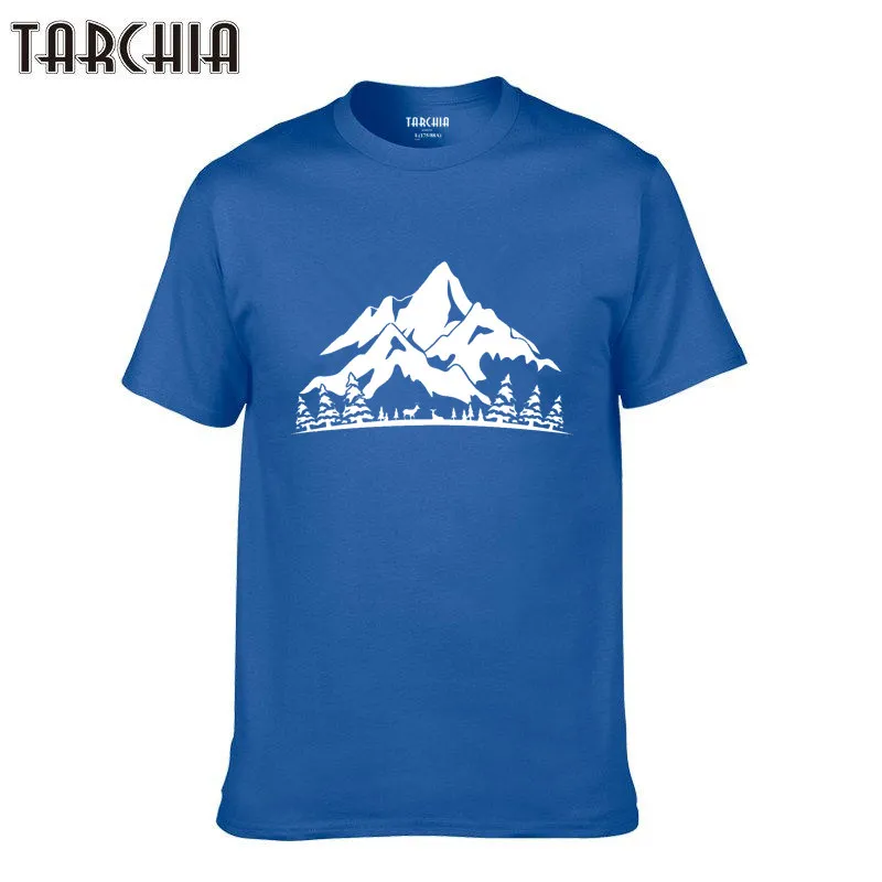 TARCHIA 2021 New Fashion Tee Shirts Man Clothes Boy Men T-Shirts Male Plus Size Short Sleeve Montain T Shirt Homme Summer | Мужская