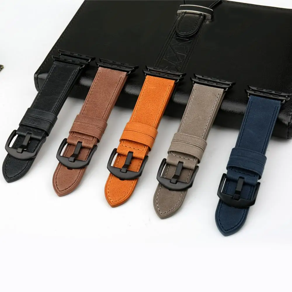 Watchband For Apple Watch Band 49mm 44mm 40mm 41mm 42mm 45mm 38mm Series 8 7 SE 6 5 4 3 2 iWatch Cow Leather Apple Watch Strap