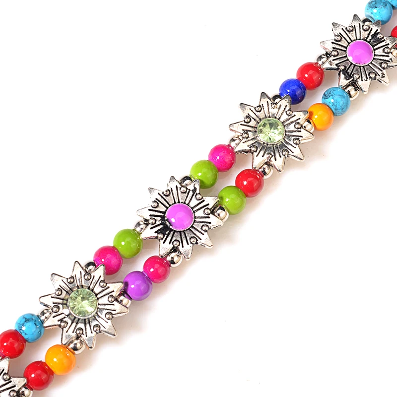 Lislesp Bohemian Charms Bracelet Bangles Ethnic Style Bib Beads Statement Bracelets for women bridal wedding Jewelry bijoux | Украшения и