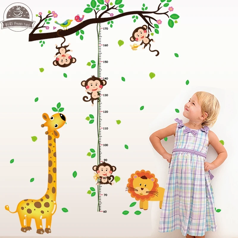 

Animal park children height DIY Vinyl Wall Stickers For Kids Rooms Home Decor Art Decals 3D poster Wallpaper decoration