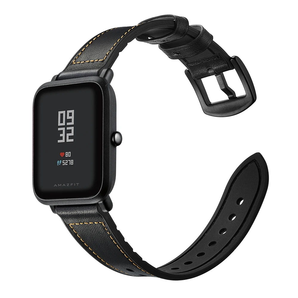 20 мм кожаный ремешок для Xiaomi Huami Amazfit BIP BIT Смарт часы браслет из натуральной кожи