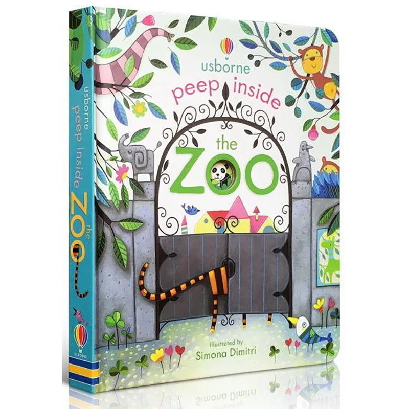Детский учебник для чтения с животными Usborne Peep Inside The Zoo| |