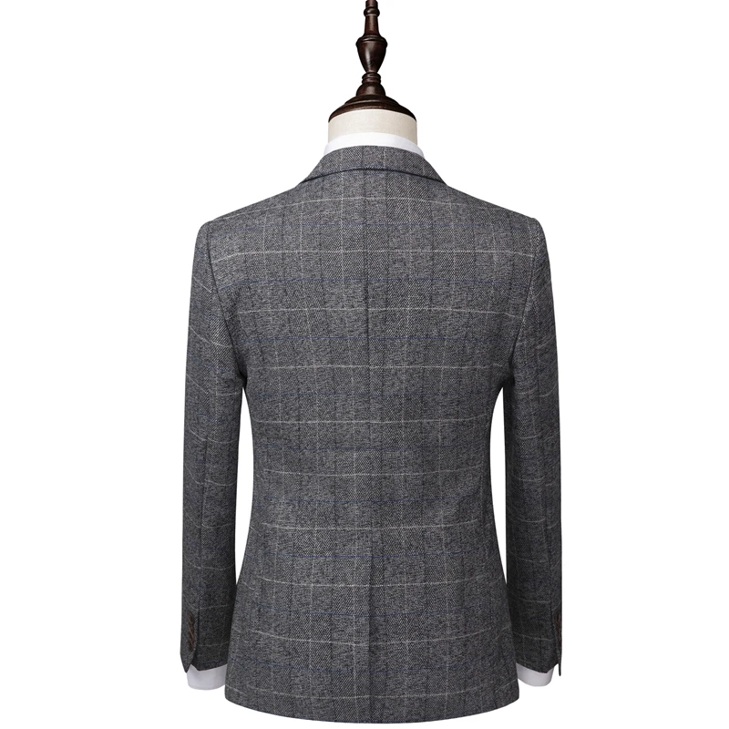 Plyesxale в Корейском стиле клетчатые костюмы для мужчин Slim Fit 3 предмета жениха
