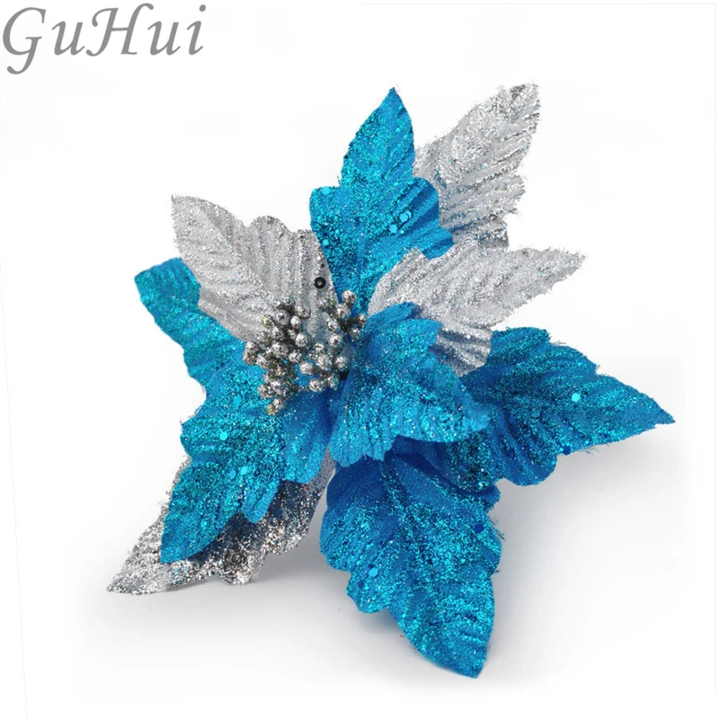 Artificial Flower For Christmas Tree Decor Baubles Large 26cm High Grade Three Layer Velvet Flowers Sticky Powder |