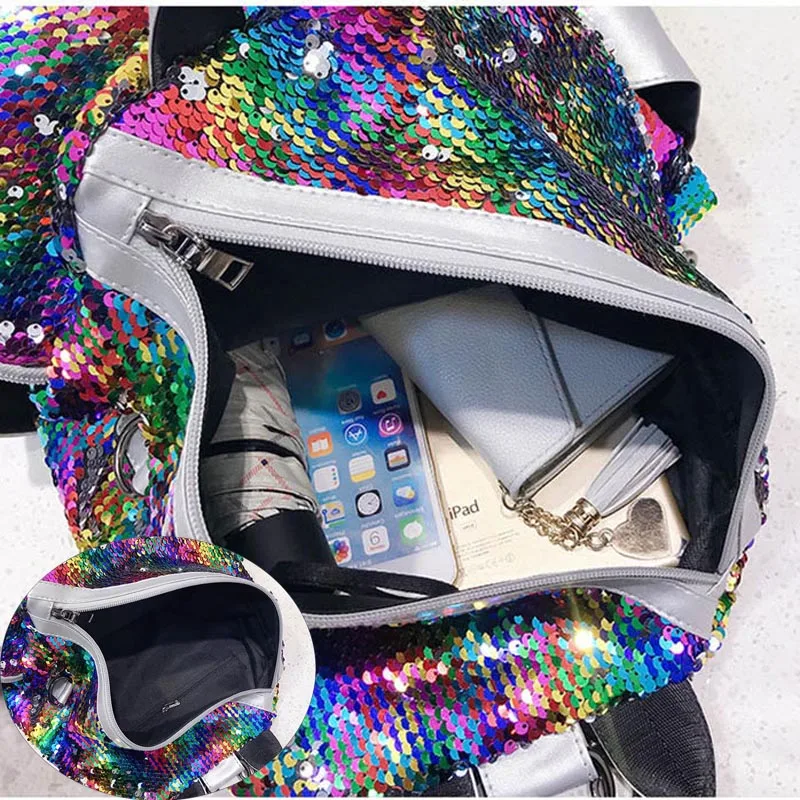 Wehyah дизайнерские рюкзаки женский рюкзак Русалка Реверсивный блесток Мини Рюкзак