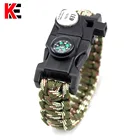 Открытый EDC инструмент браслет выживания со светодиодной подсветкой SOS Кемпинг-параккорд веревка многофункциональный свисток Компас браслет