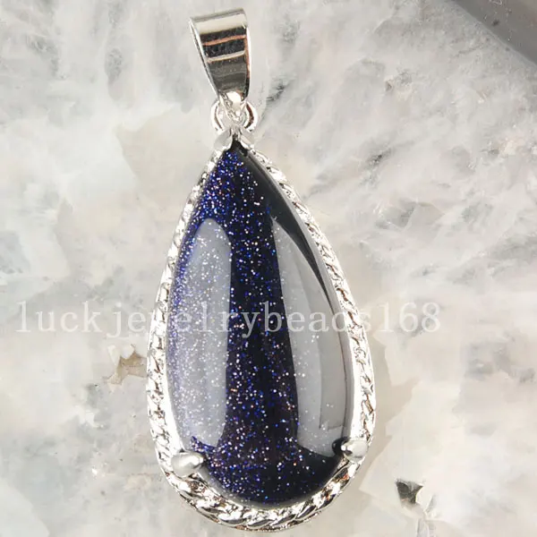 Free Shipping Women Fashion Jewelry 18x35mm Blue Goldstone Teardrop Pendant Bead 1pcs C3213|teardrop pendant|f pendantblue goldstone |