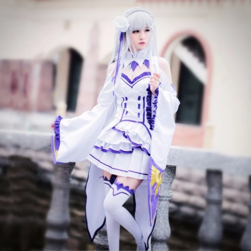 Костюм для косплея Re Zero kara Hajimeru Isekai Seikatsu Emilia Re:Life in a Different World of Zeros Dress For Woman Anime|cosplay