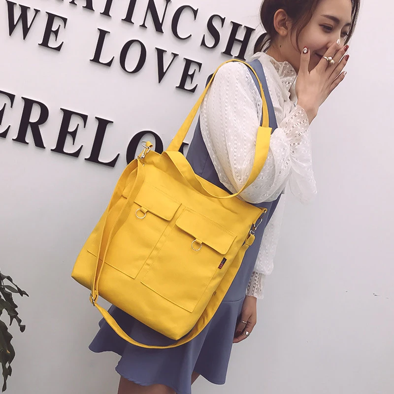 

Large Reusable Grocery Women Tote Bag Canvas Solid Casual Foldable Grocery Sac Opvouwbare Tas Folding Shopping Tote