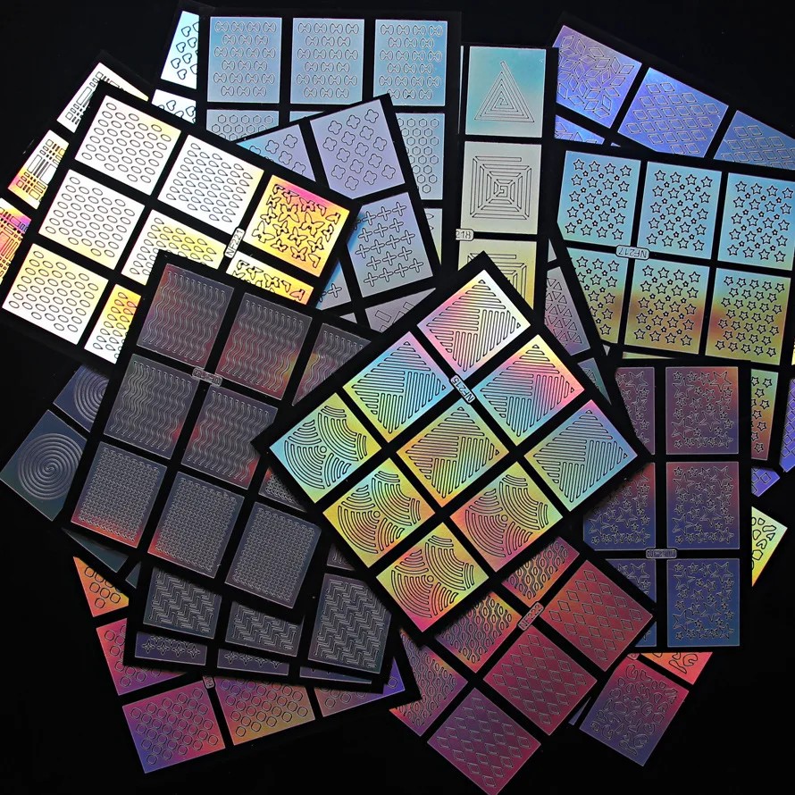 Оптовая продажа многоразовый штамп геометрические наклейки для ногтей