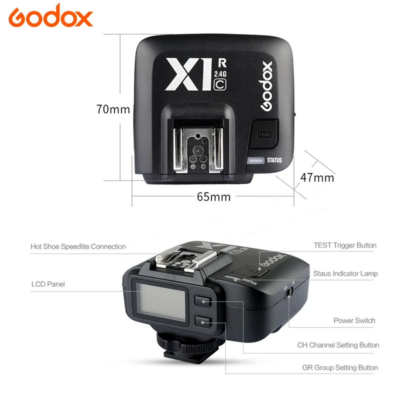 Godox x1r приемник 2.4 г Беспроводной удаленного flash Спуск затвора объектива для GODOX x1t