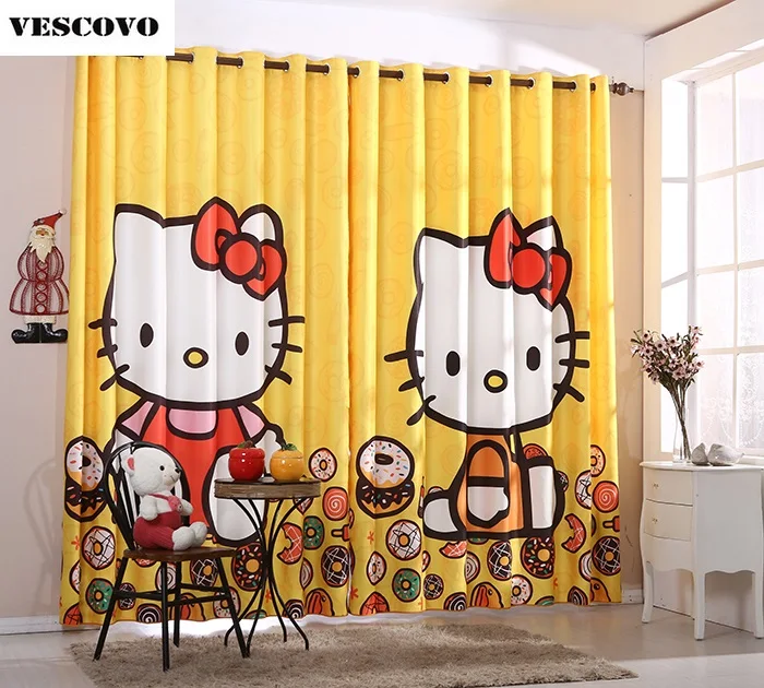 Хелло Китти розовый желтый милый Принцесса комната девочка детская занавес