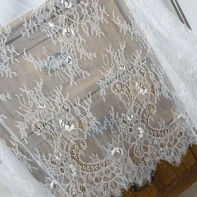 off white Мягкий перспективный тонкий кружевной кружева свадебные аксессуары; Фата ресницы кружевной ткани декоративный материал - Цвет: off white