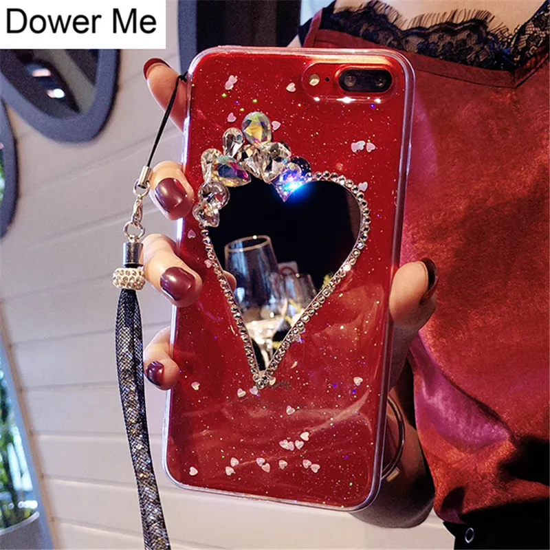Модный мягкий 3d чехол с блестящими стразами в форме сердца для iPhone 11 Pro Max XS XR X 8 7 6 6S