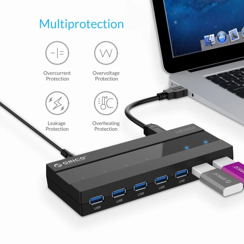 ORICO H727RK U3 BK ABS 7 портов 3 0 USB концентратор с 12 V адаптер питания черный|usb network hub|usb