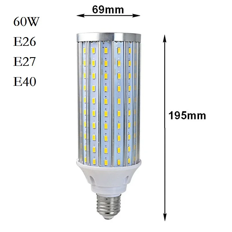 12 Вт 18 25 30 45 50 60 80 светодио дный лампа 5730SMD E27 E26 E39 E40 лампы 220V 110V энергосбережения