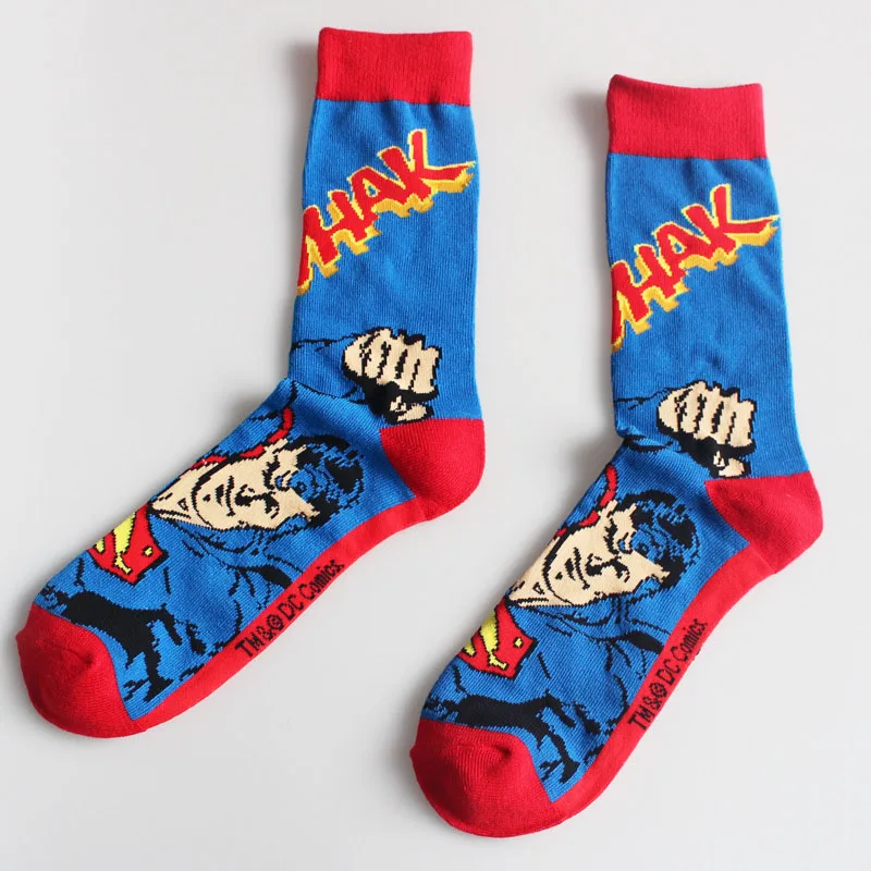 Розничная, хлопковые мужские DC Comics Fans The Мстители, Супермен, Бэтмен, Человек-паук, Халк, трикотажные гольфы, Классические носки 2 пара/лот - Цвет: as picture