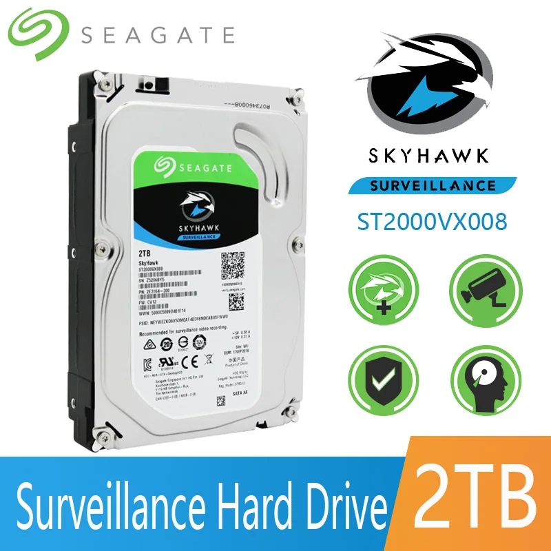 Жесткий диск Seagate Skyhawk для системы видеонаблюдения, 3,5 дюйма, SATA III