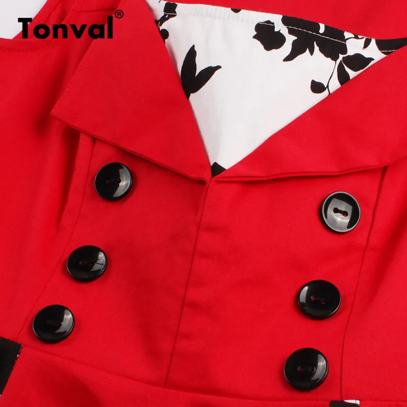 Tonval 5XL размера плюс винтажное рокабилли розовое платье женское цветочное контрастное платье элегантное платье-туника на пуговицах свободное платье