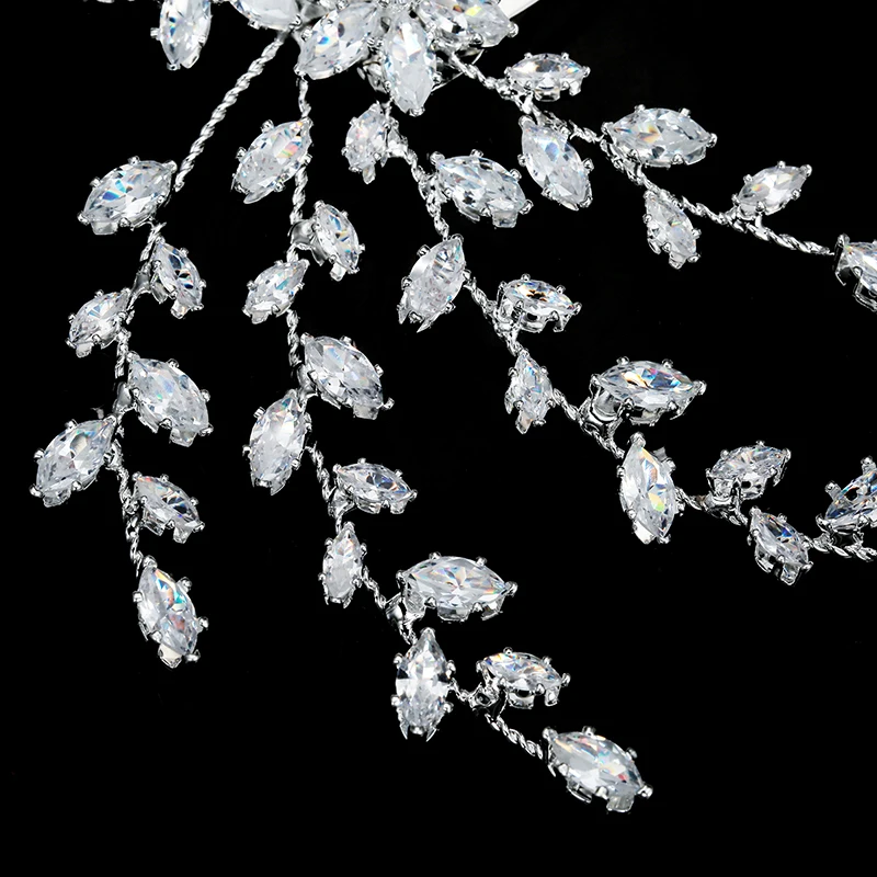 Tiaras And Crowns HADIYANA Creative Leaf Shape Design Elegant Hair Jewelry For Women With Zircon BC4931 Crystal Clip | Украшения и