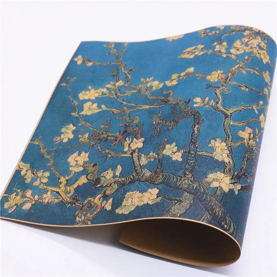 Ветви с цветущим миндалем знаменитая картина Ван Гога ретро постер из крафт-бумаги на стену наклейка 42x30 см.