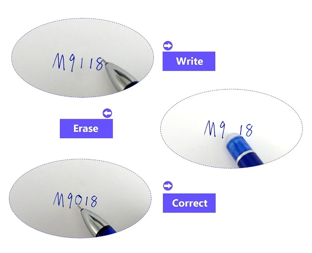 12 PCS Erasable Roller ball Pen and 20 Ballpen Refills More Ink Rub Out Pens Gel Ballpoint 0.5 mm Tip | Канцтовары для офиса и