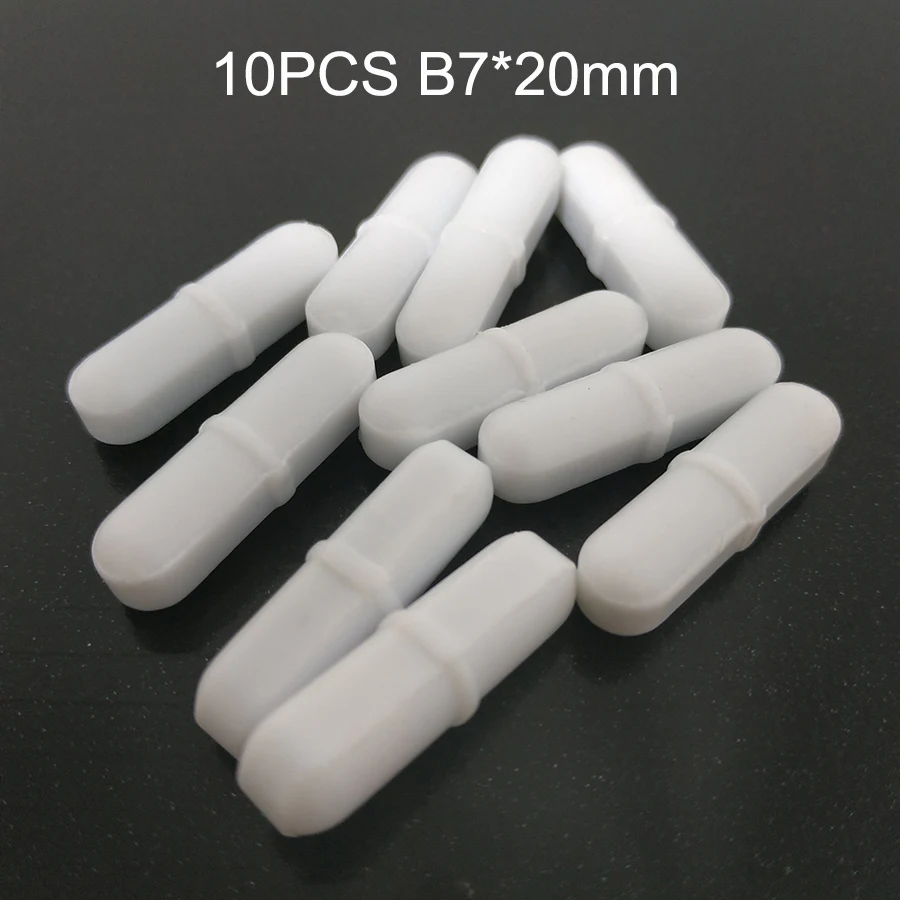 B7x20 восьмиугольная PTFE магнитная мешалка миксер мешалки типа B мешалки белый PTFE мешалки тефлоновые отжимные штанги, упаковка из 10 шт