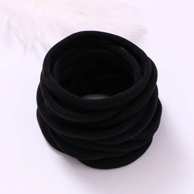 Black 10 шт./партия, Новые однотонные нейлоновые эластичные повязки на голову, мягкие эластичные нейлоновые повязки на голову, один размер подходит для большинства - Цвет: Black