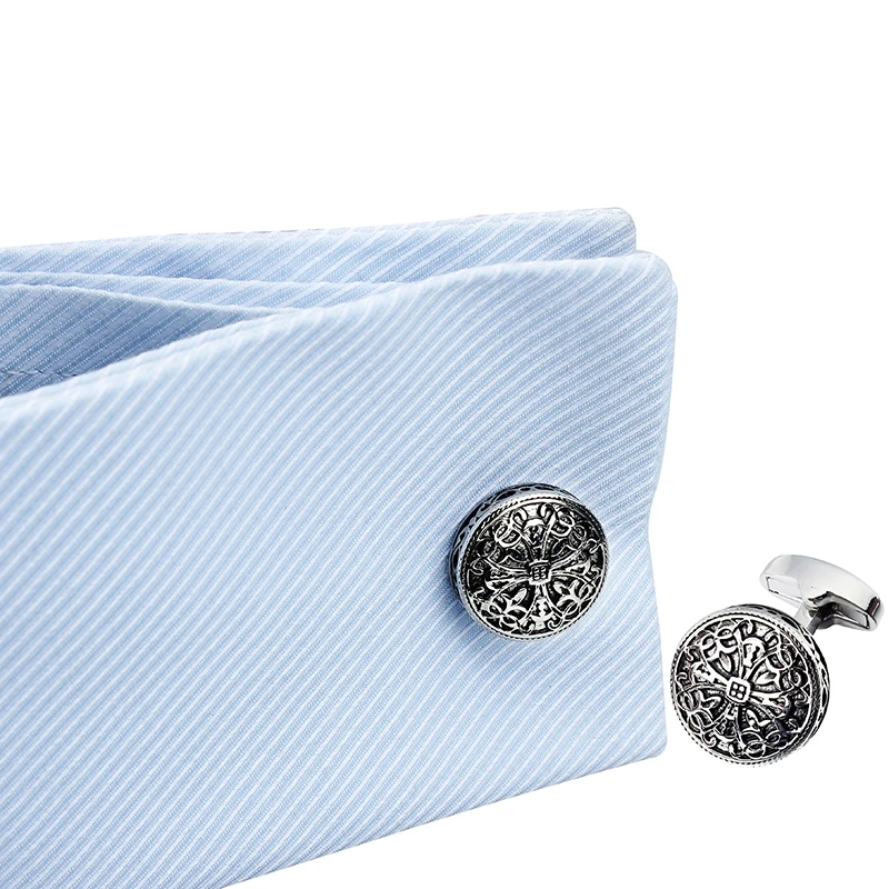 Винтажные запонки HAWSON Круглые Пустотелые с имитацией родия для мужчин свадебная