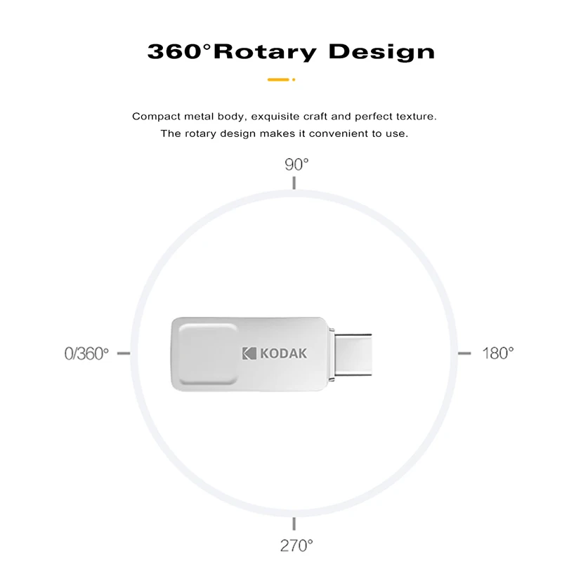 Оригинальный USB-флеш-накопитель Kodak USB3.1 с двумя интерфейсами металлический