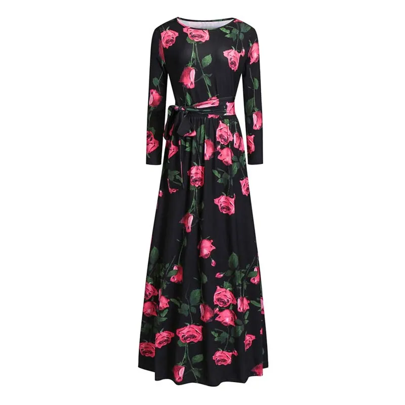 Женское платье макси с цветочным принтом S. FLAVOR элегантное в богемном стиле