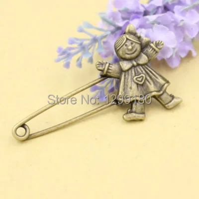 10 шт./лот сплав античная бронза Винтаж Девушка безопасные булавки для броши