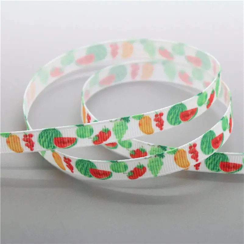 DHK 3/8 'Ƌ ярдов Бесплатная доставка фрукты печатных Grosgrain ленточный аксессуар