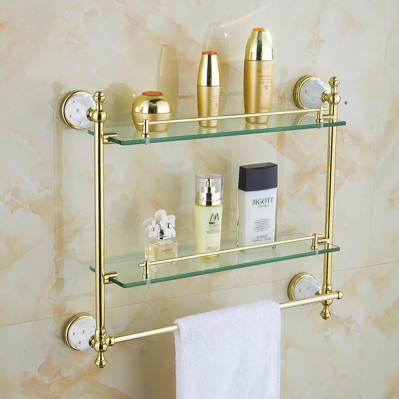 Gold Bathroom Accessories Sets Crystal Brass Hardware Wall Mounted Products | Обустройство дома