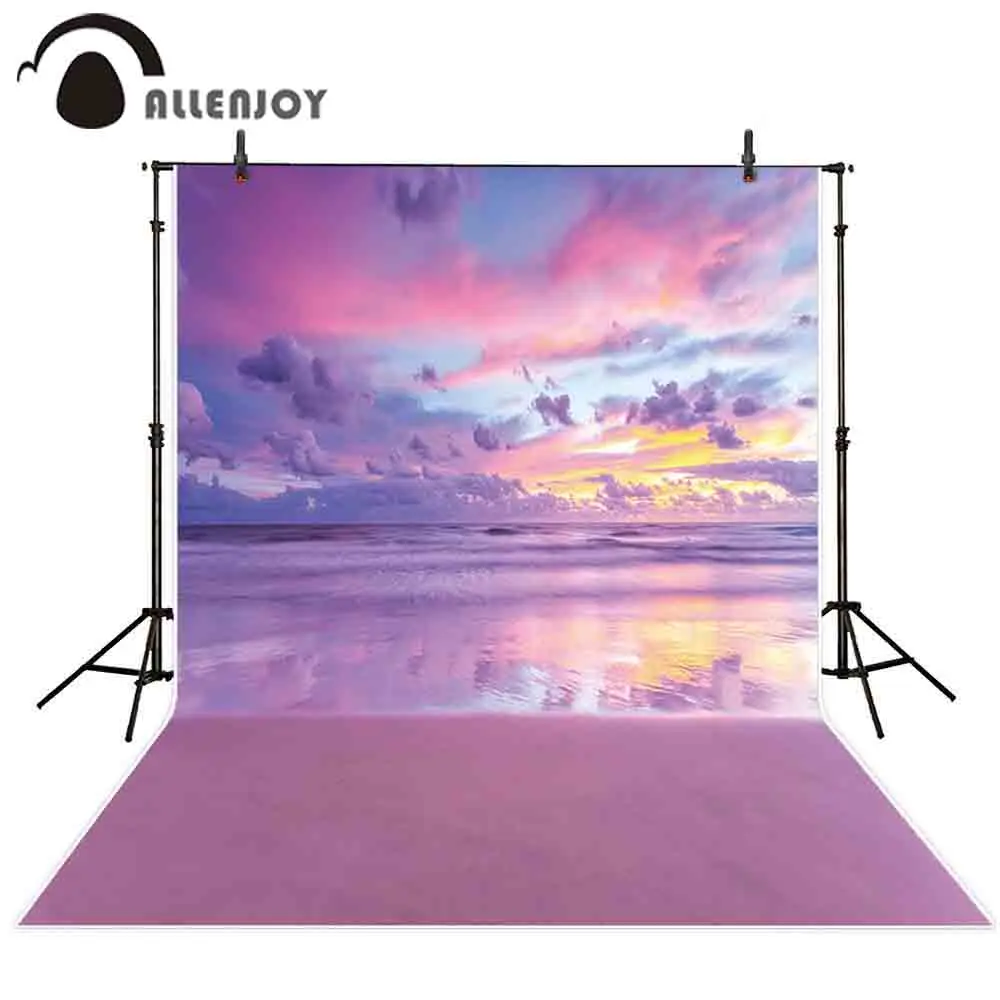 

Allenjoy photography backdrop purple beach romantic sea lavender sky background photocall photo studio shoot prop photobooth