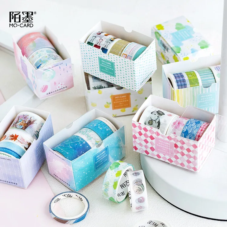 4 шт./упак. красочные лесной звезда цветы основные декоративная лента Washi DIY Скрапбукинг малярный скотч Школа канцелярских товаров