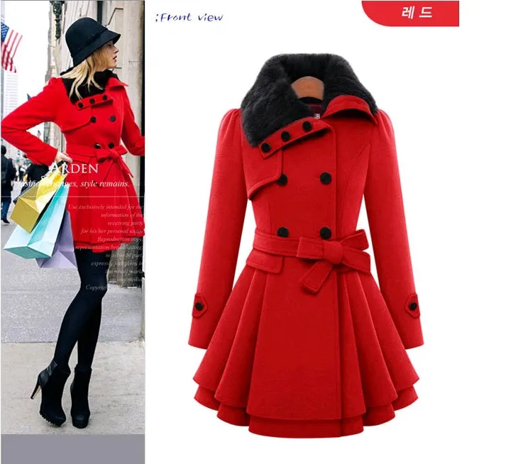 Европейский Новый Модный зимний женский двубортный шерстяной тонкий пояс