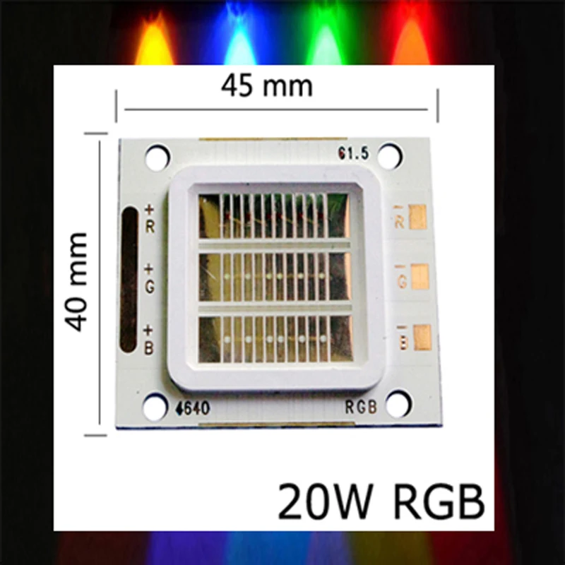 20 Вт светодиодный чип высокой мощности УФ/RGB Лампочка COB Холодный/теплый белый