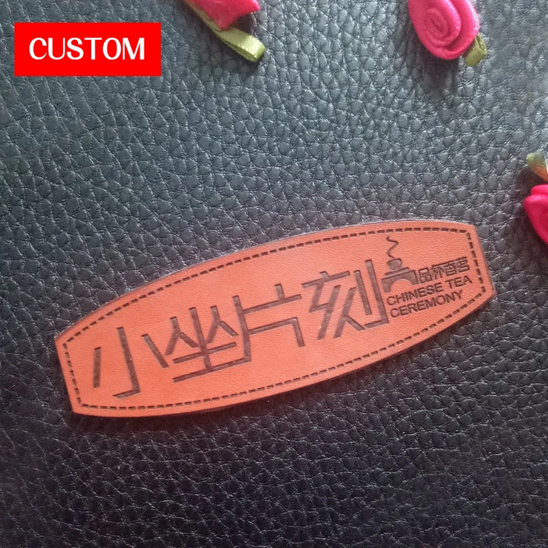 Factory Customized Metal PU Leather Embossed Logo Sew-On Clothing Labels for Private Label Branding image 5