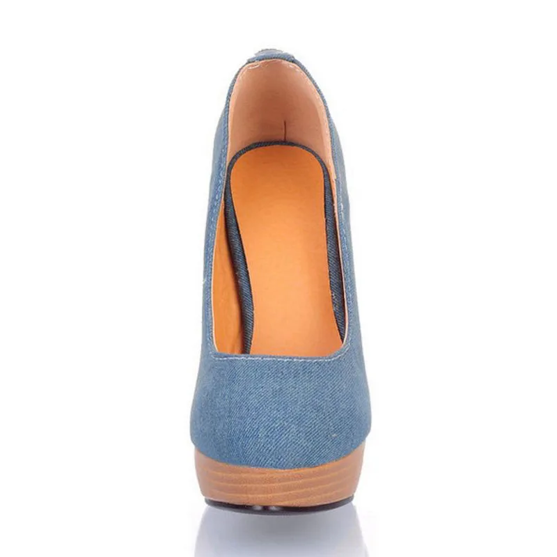 KemeKiss Women High Heels Shoes Fashion Denim Round Toe Platform New Spring For Sexy Dance Party Pumps Size 34-43 | Обувь