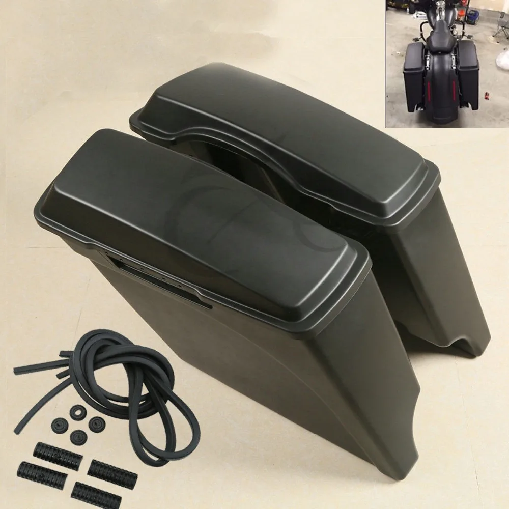 Матовая черная растягивающаяся Жесткая Сумка-седло 5 &quotдля Harley Road King Street Glide