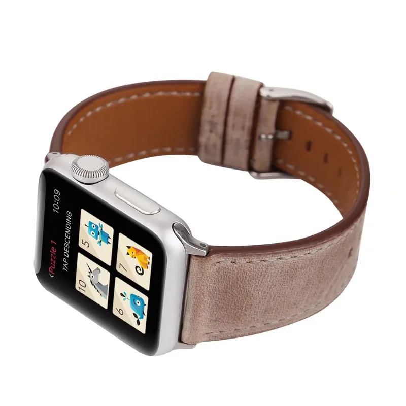 Для Apple Watch 42 мм 44 коричневый ремешок из искусственной кожи iwatch для серии 4 3 2 1