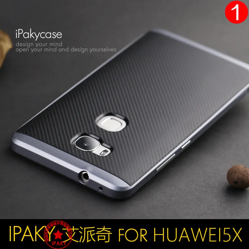 New arrival 100% Original iPaky Brand Huawei honor 5x Case Luxury soft Silicone Back Cover with PC Frame free shipping |