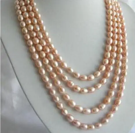 

Women Gift Freshwater 7-8MM stunning long 100" baroque pink freshwater cultured pearl necklace b108 Factory Wholesale price