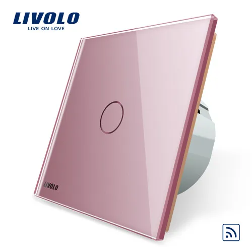 Livolo ЕС Стандартный настенный светильник Remote Touch Выключатель, 1 gang 1way, Стекло Панель, AC 220~ 250 V, VL-C701R-1/2/3/5, без пульта дистанционного управления - Цвет: Pink